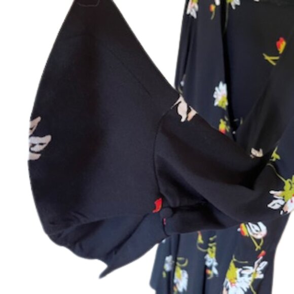 FREE PEOPLE Time On My Side Black Floral Wrap Dress LARGE - Picture 7 of 10